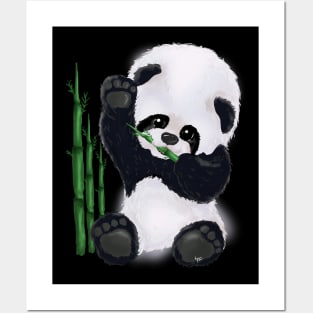 Panda Bear baby eating and waving tenderly Hoodie Posters and Art